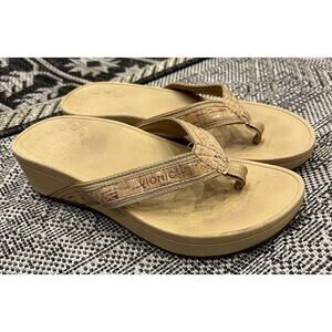 Vionic 380 High Tide Cork Flip Flop Platform Sandals Size 6 Women's Gold Tan